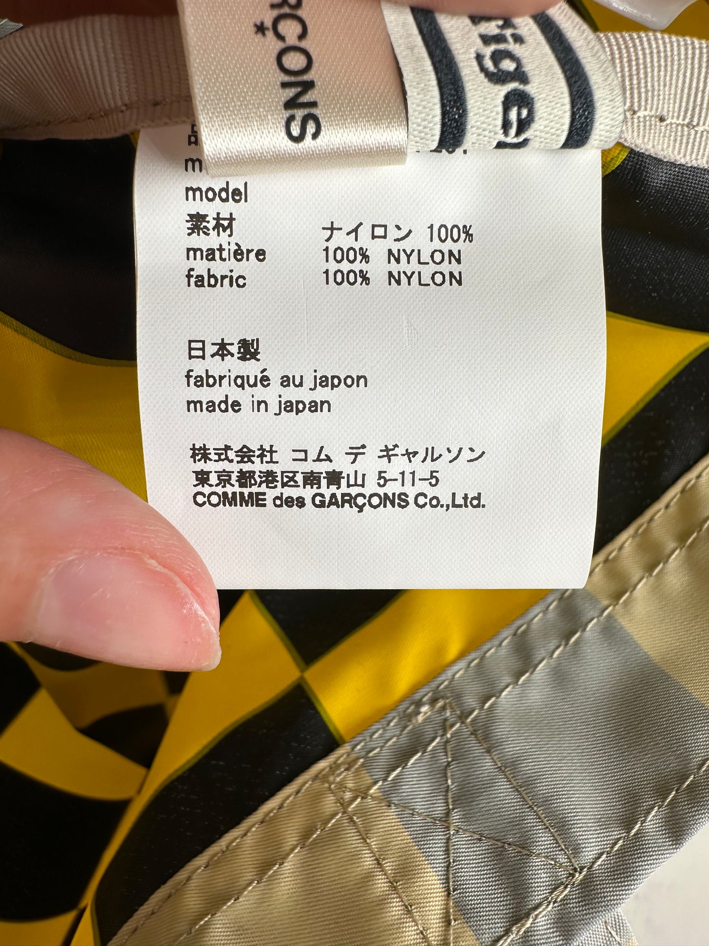 Vintage Comme des Garçons Checkerboard Nylon Tote Light Yellow Grey