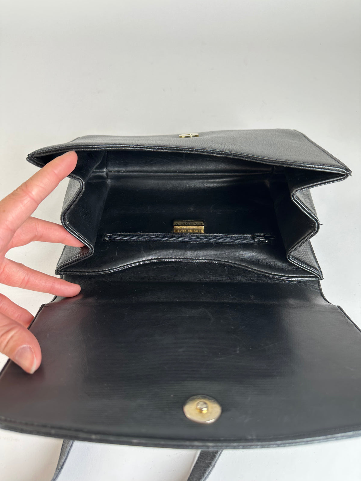 Vintage Givenchy 4G Logo Pebbled Leather Top-Handle Bag c. Late 1970s Black