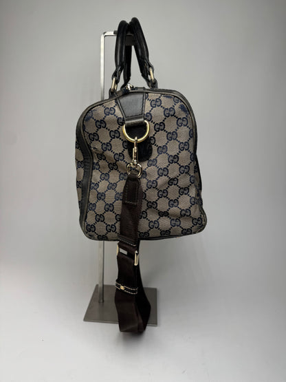 Vintage Gucci Monogram Boston 2Way Bag Beige Black