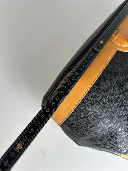 Vintage Courreges Paris Leather 2Way Handbag Black Brown