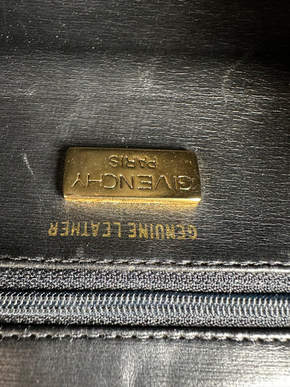 Vintage Givenchy 4G Logo Pebbled Leather Top-Handle Bag c. Late 1970s Black