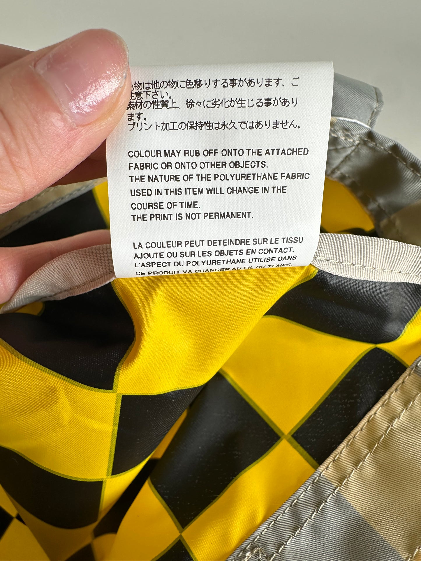Vintage Comme des Garçons Checkerboard Nylon Tote Light Yellow Grey