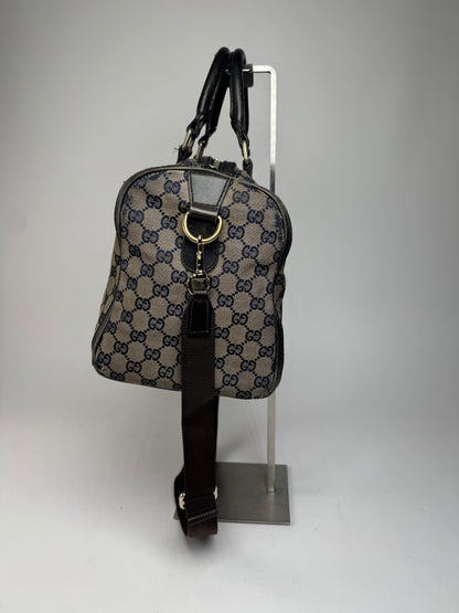 Vintage Gucci Monogram Boston 2Way Bag Beige Black