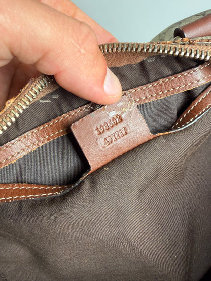 Vintage Gucci GG Supreme Duffle Bag Beige Brown Gold
