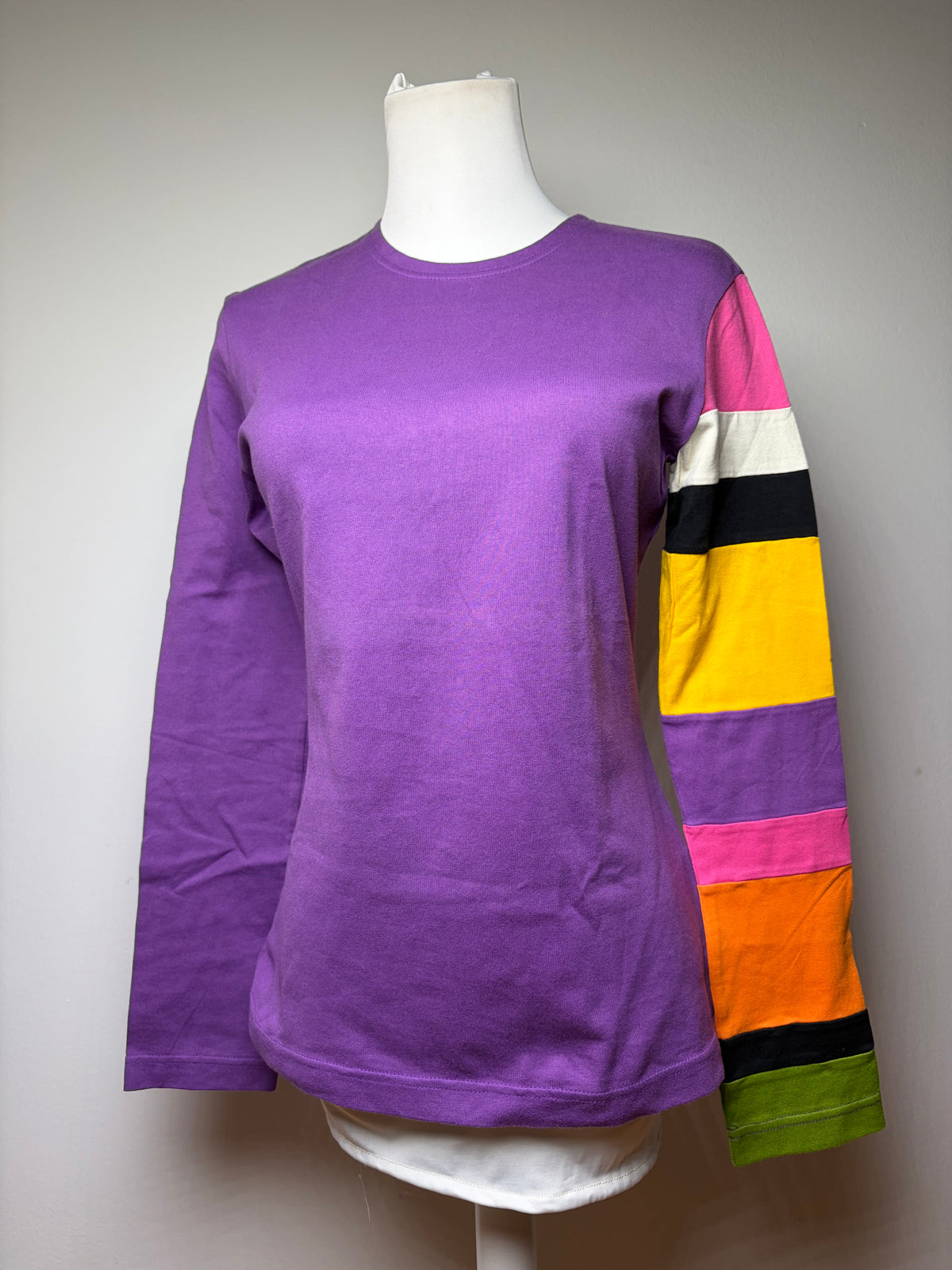 Vintage Comme des Garçons Peggy Moffitt Striped Sleeve Top Early 2000s Purple M