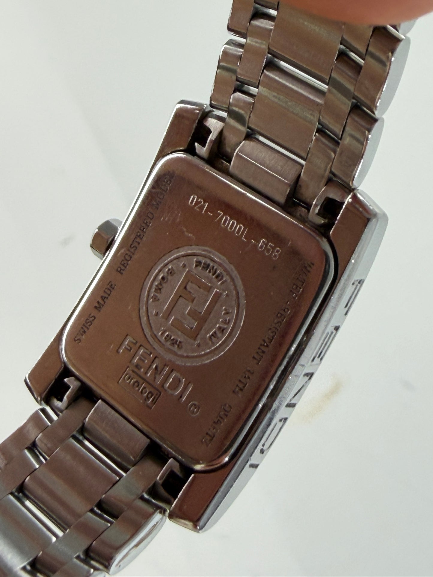 Vintage Fendi Orologi Bracelet Watch Stainless Steel Beige Dial