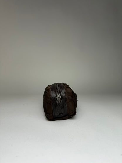 Vintage Gucci GG Monogram Nylon Cosmetic Pouch Late 1990s Dark Brown