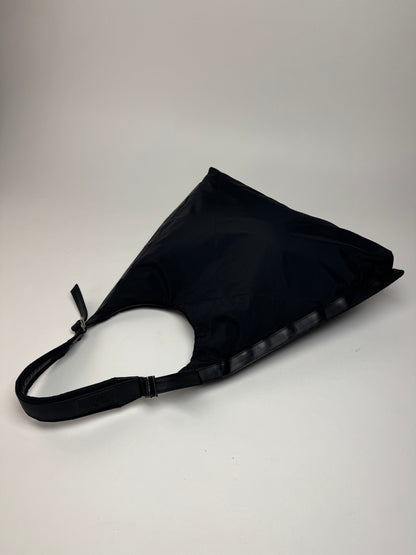 Vintage  Salvatore Ferragamo Leather Neoprene Triangle Handbag Black