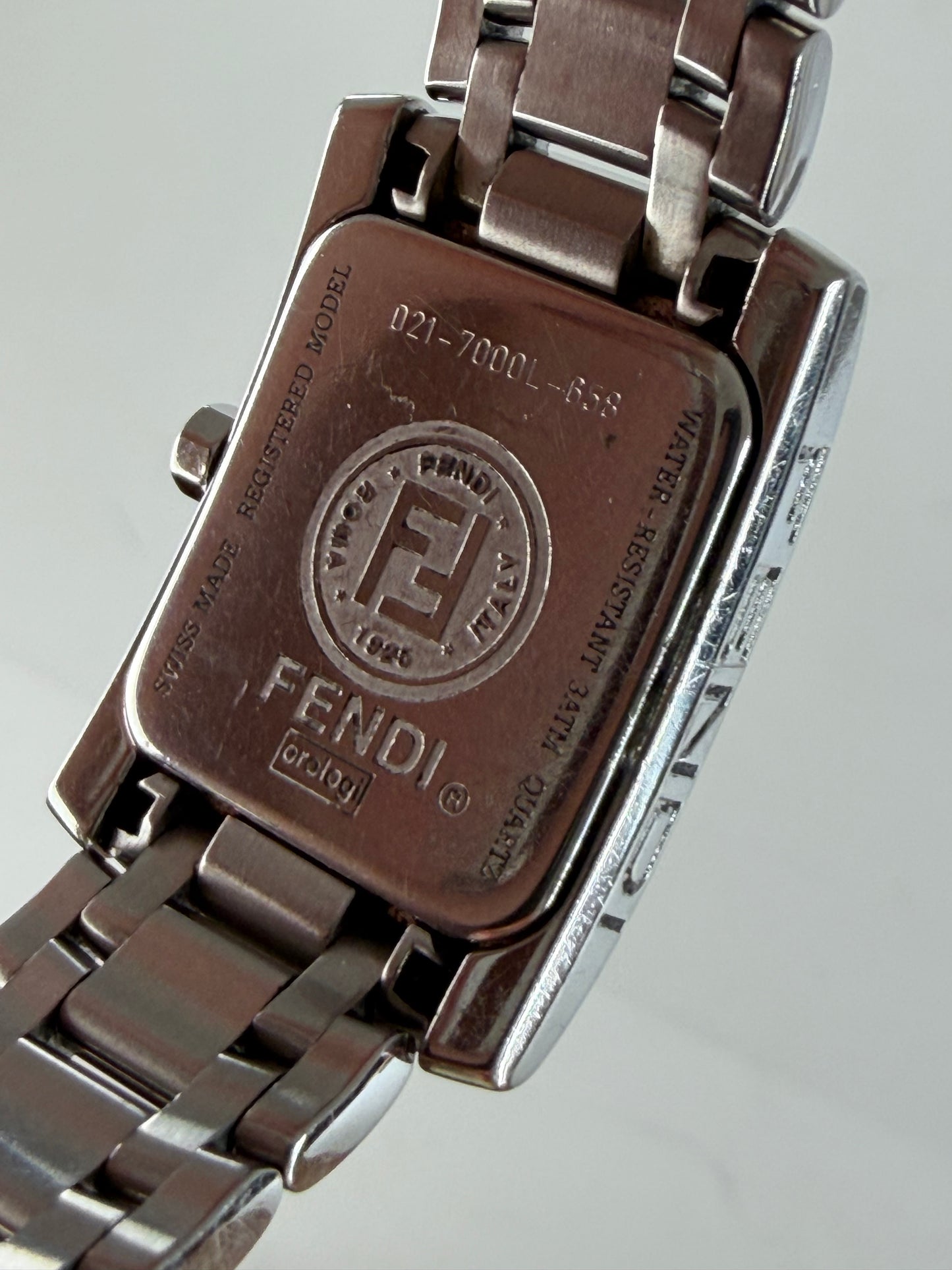 Vintage Fendi Orologi Bracelet Watch Stainless Steel Beige Dial