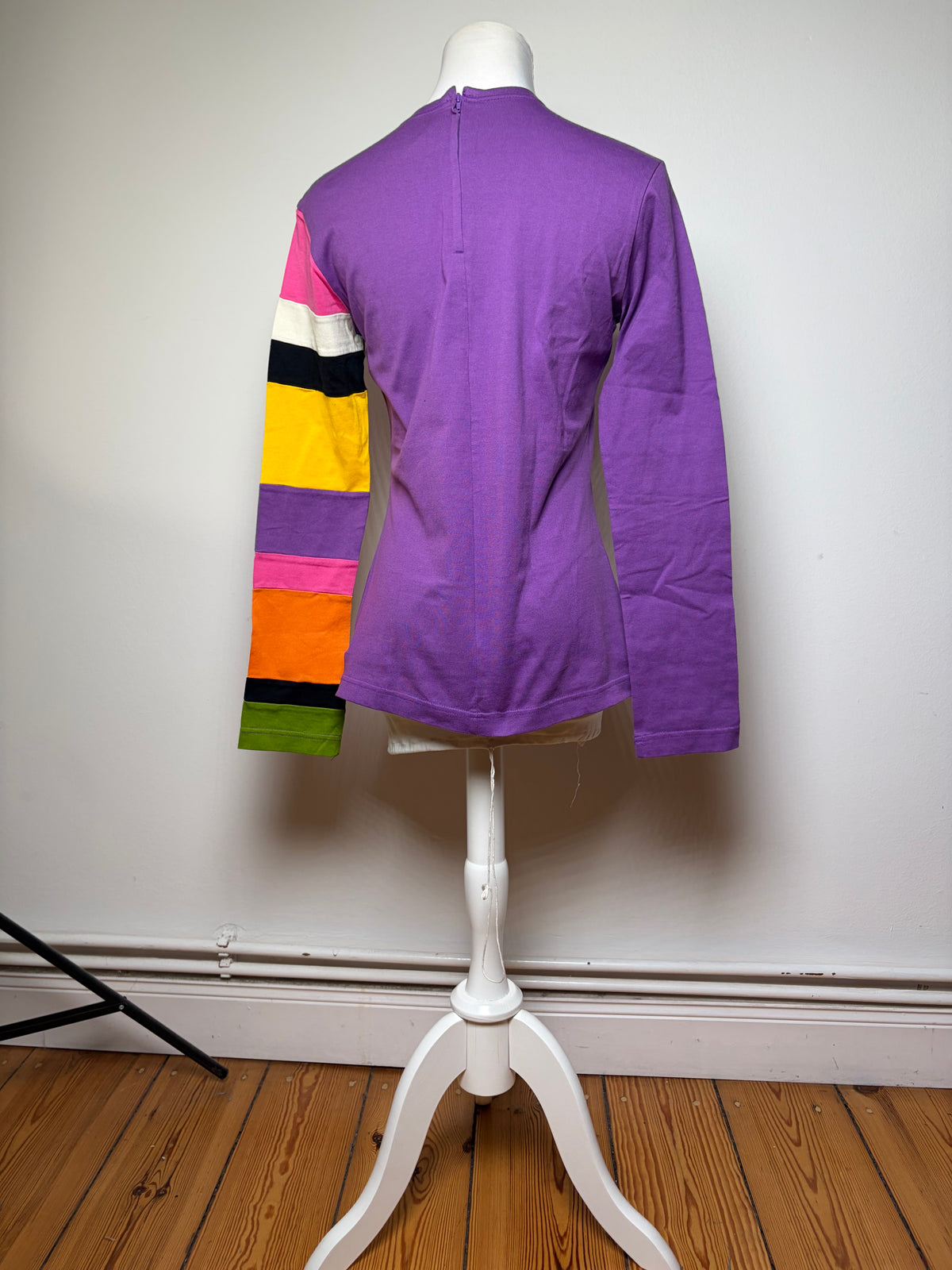 Vintage Comme des Garçons Peggy Moffitt Striped Sleeve Top Early 2000s Purple M