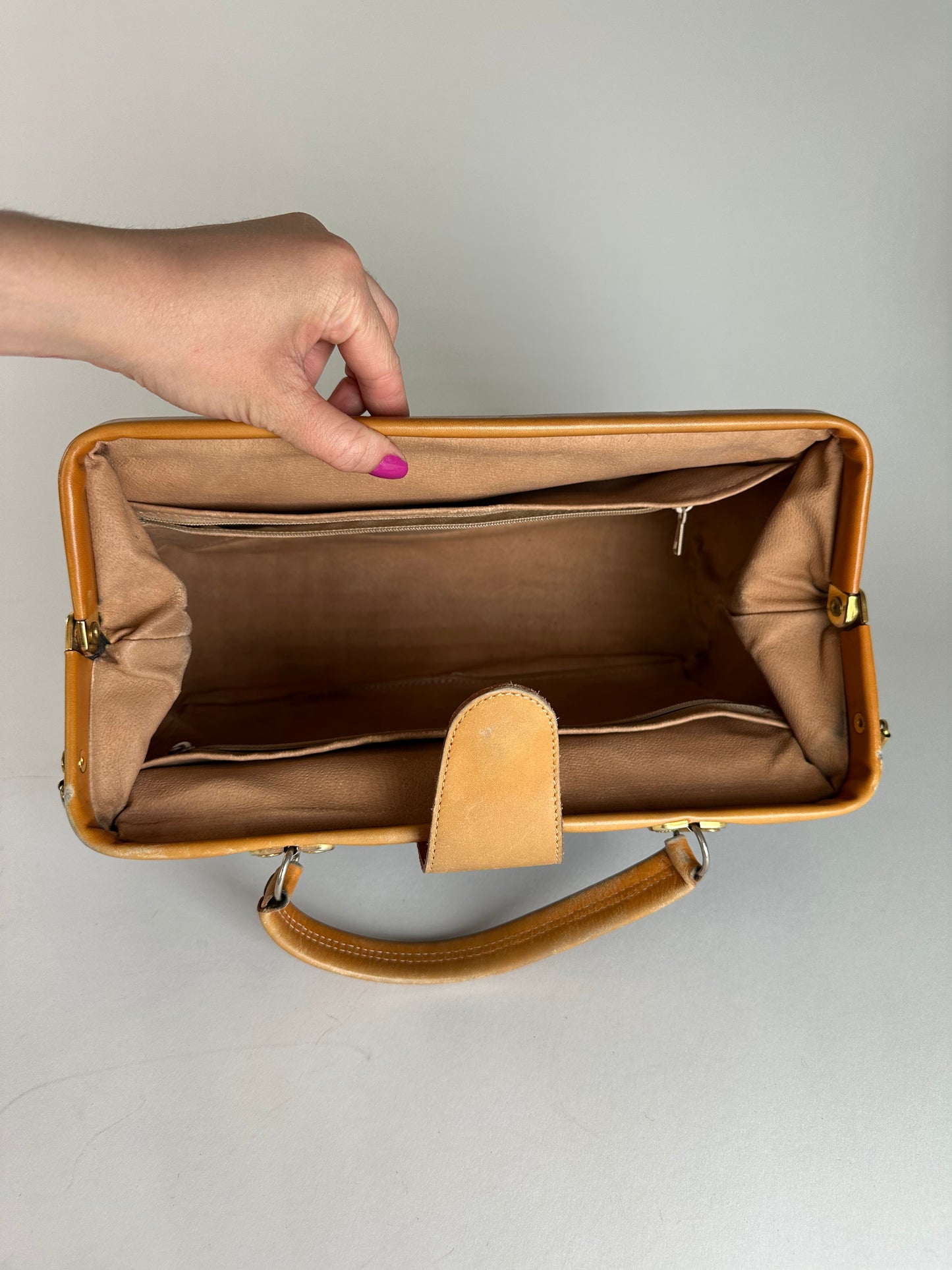 Vintage Courreges Paris Leather 2Way Handbag Black Brown