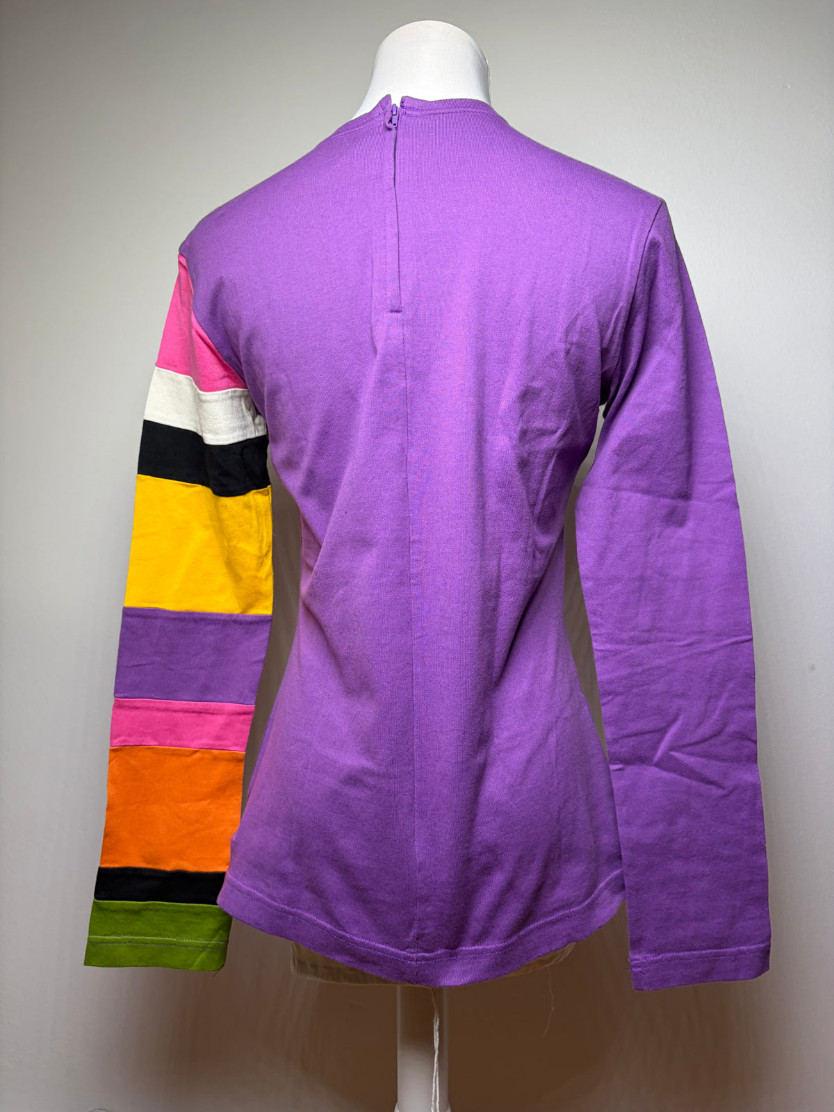 Vintage Comme des Garçons Peggy Moffitt Striped Sleeve Top Early 2000s Purple M
