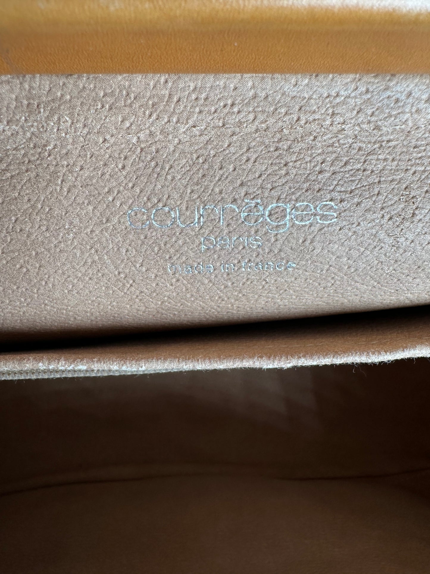 Vintage Courreges Paris Leather 2Way Handbag Black Brown