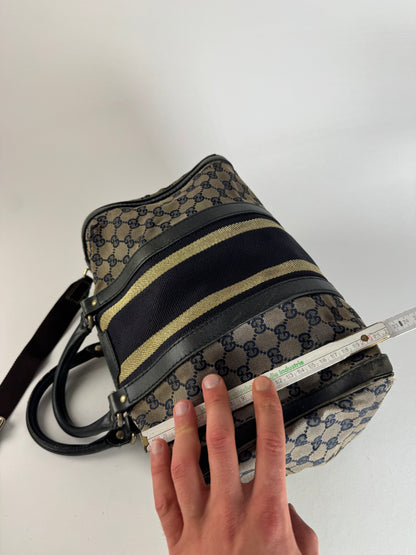 Vintage Gucci Monogram Boston 2Way Bag Beige Black