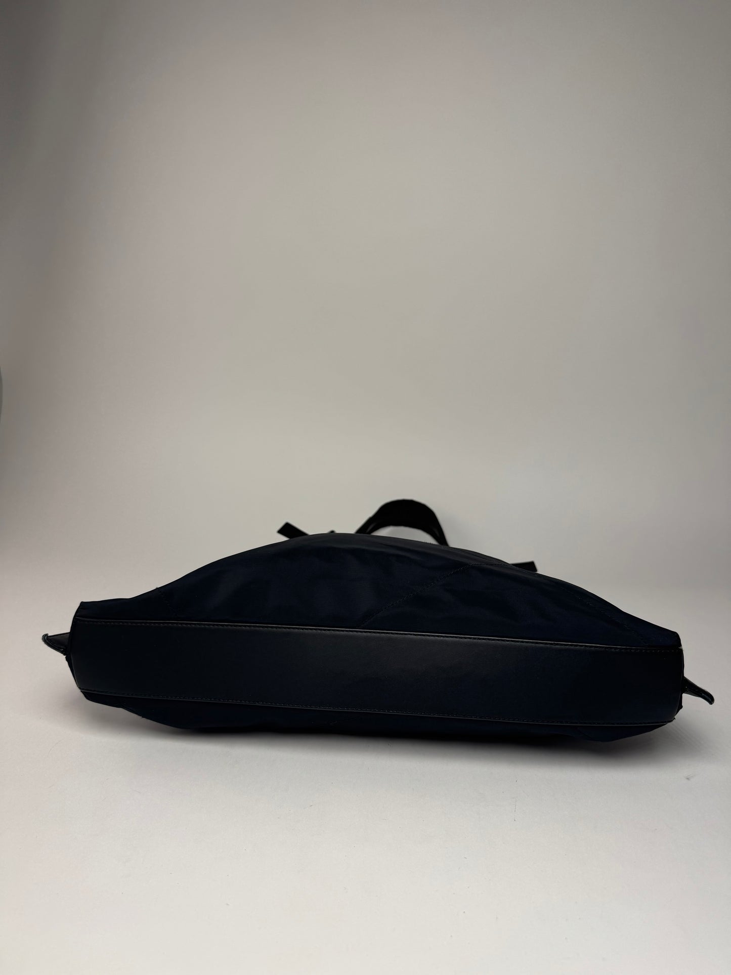 Vintage  Salvatore Ferragamo Leather Neoprene Triangle Handbag Black
