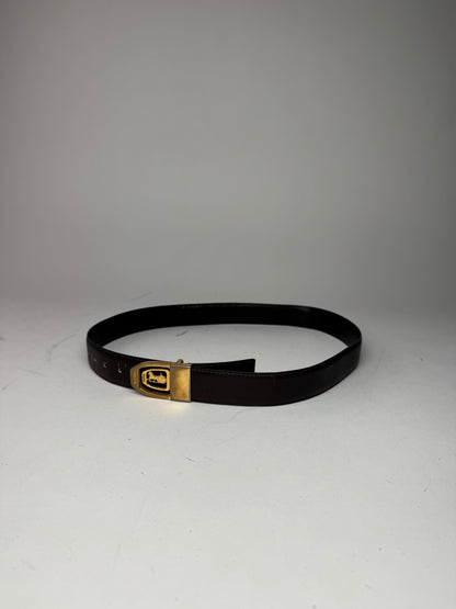 Vintage Celine Carriage Logo Leather belt Brown