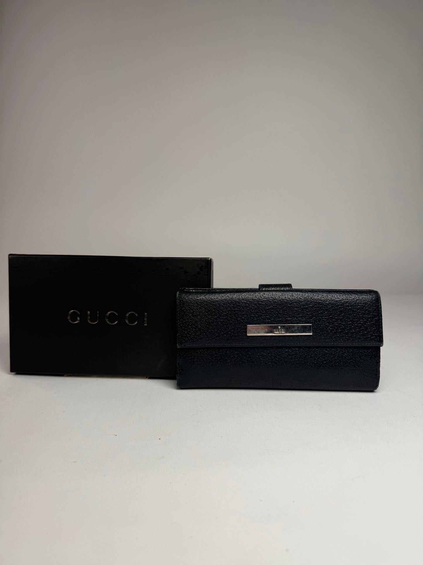Vintage Gucci Leather Long Wallet  Black