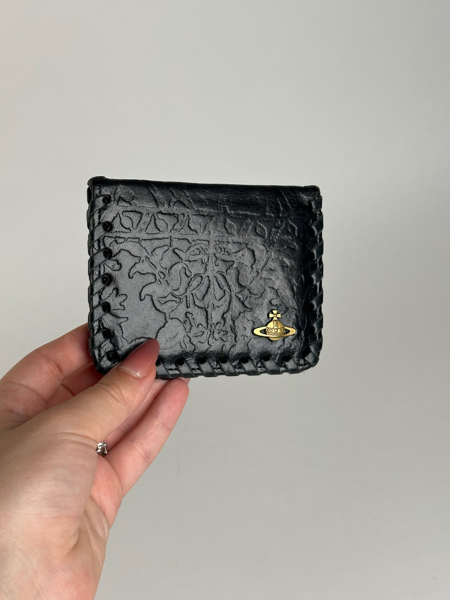 Porte-cartes vintage en cuir noir Vivienne Westwood