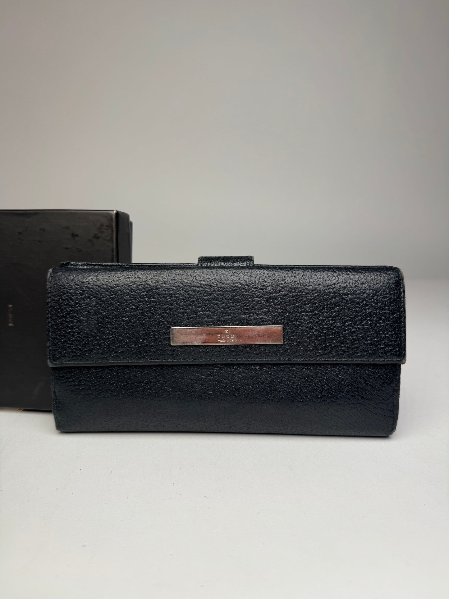 Vintage Gucci Leather Long Wallet  Black