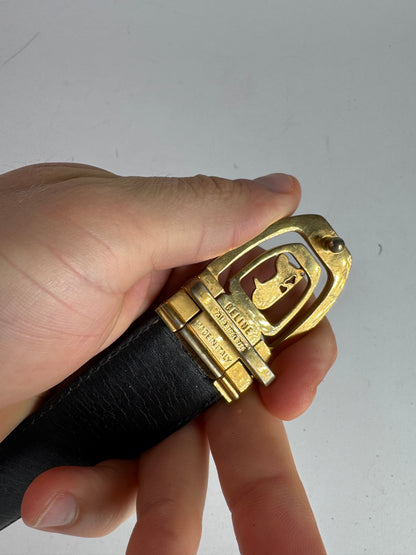 Vintage Celine Carriage Logo Leather belt Brown