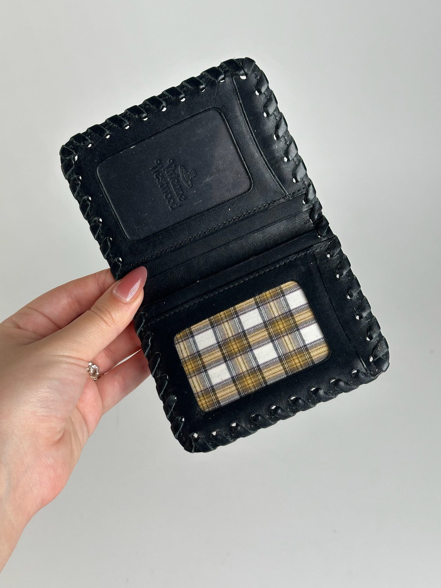 Porte-cartes vintage en cuir noir Vivienne Westwood