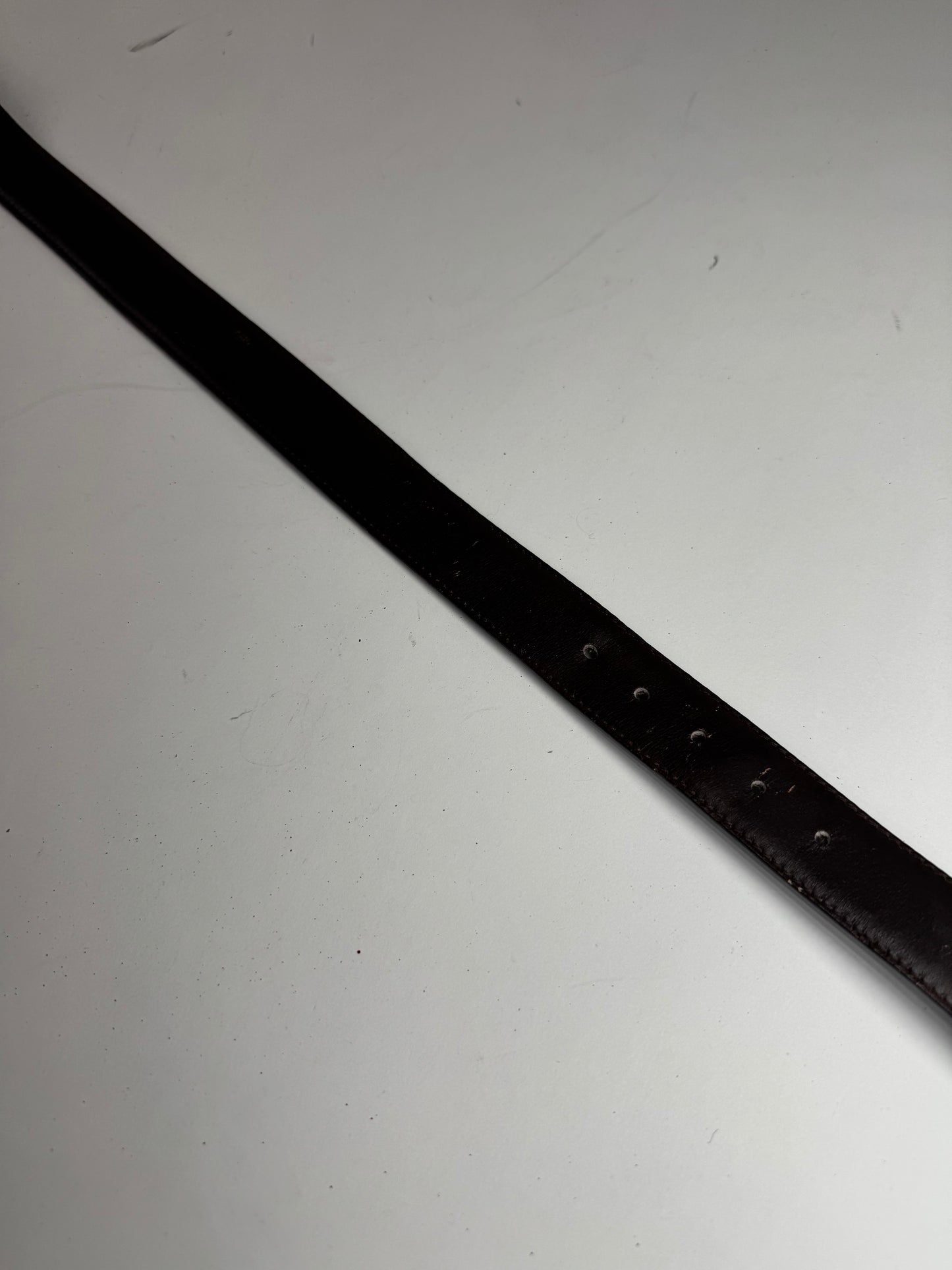 Vintage Celine Carriage Logo Leather belt Brown