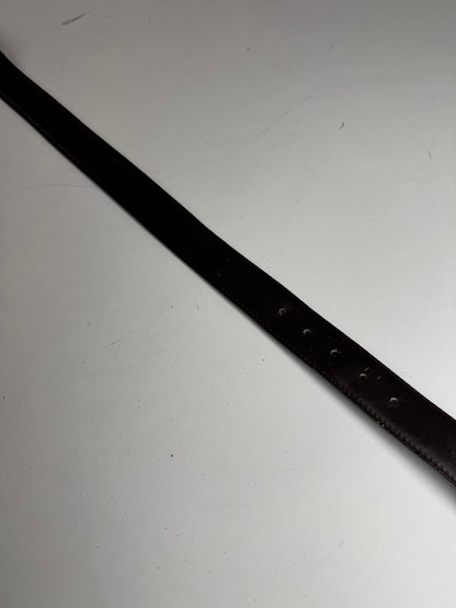 Vintage Celine Carriage Logo Leather belt Brown