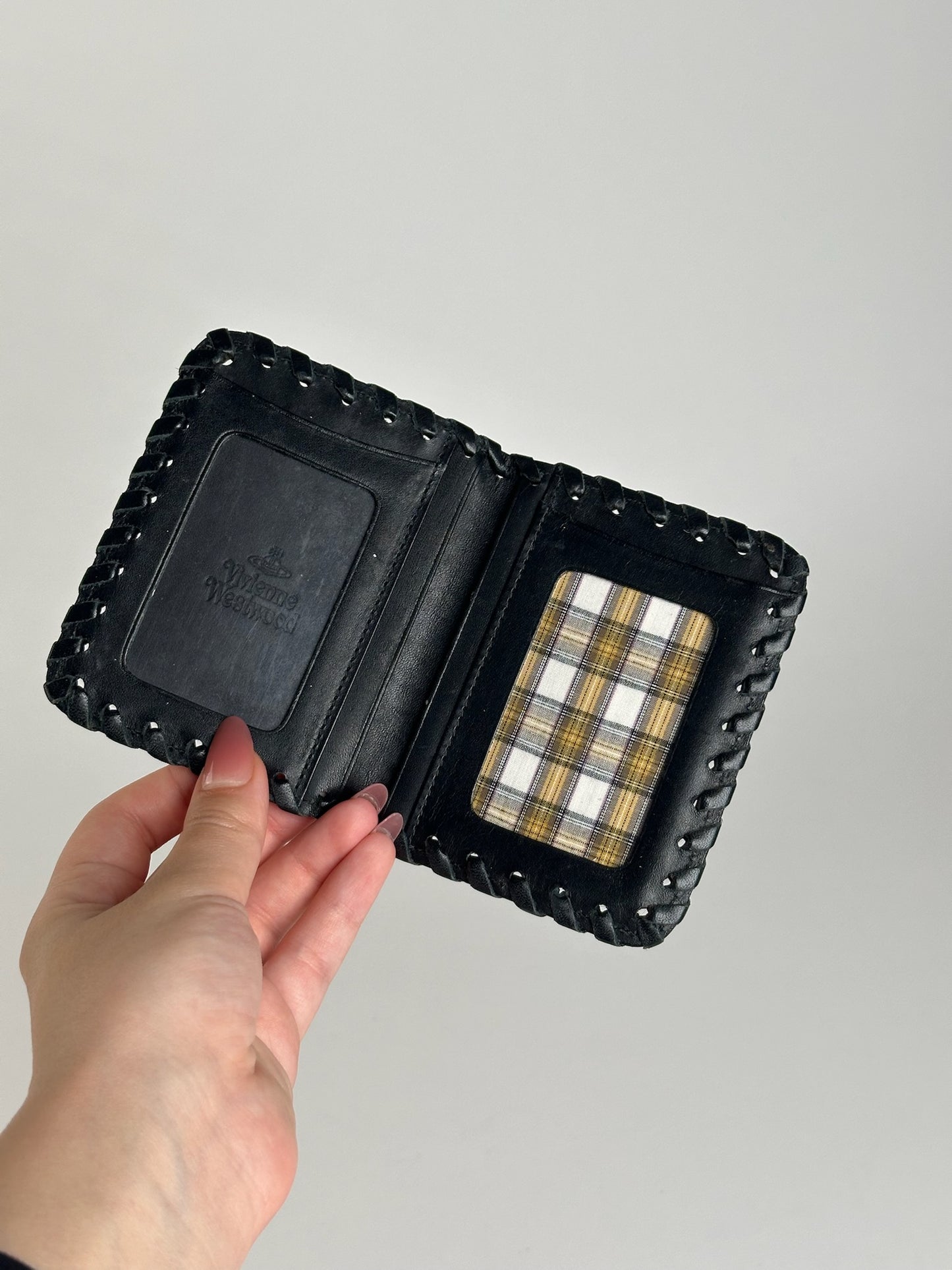 Porte-cartes vintage en cuir noir Vivienne Westwood