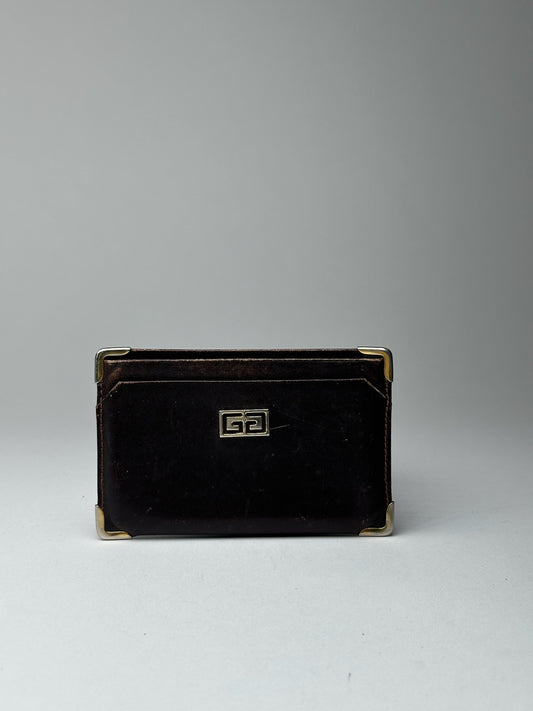Porte-cartes vintage Givenchy en cuir marron