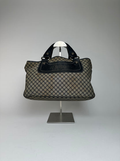 Vintage Celine Triomphe Monogram Boogie Handbag Grey Black