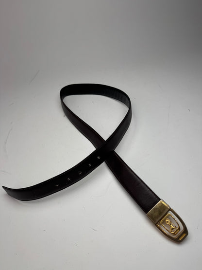 Vintage Celine Carriage Logo Leather belt Brown