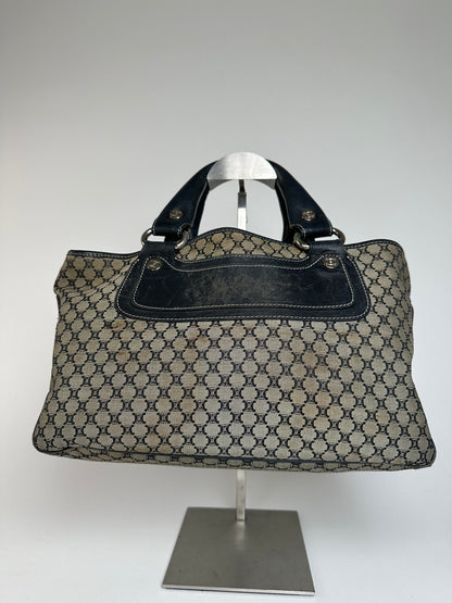 Vintage Celine Triomphe Monogram Boogie Handbag Grey Black