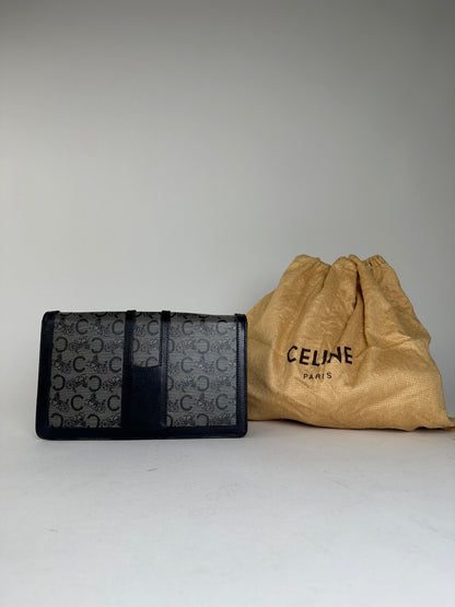 Vintage Celine Leather Wallet Black Monogram