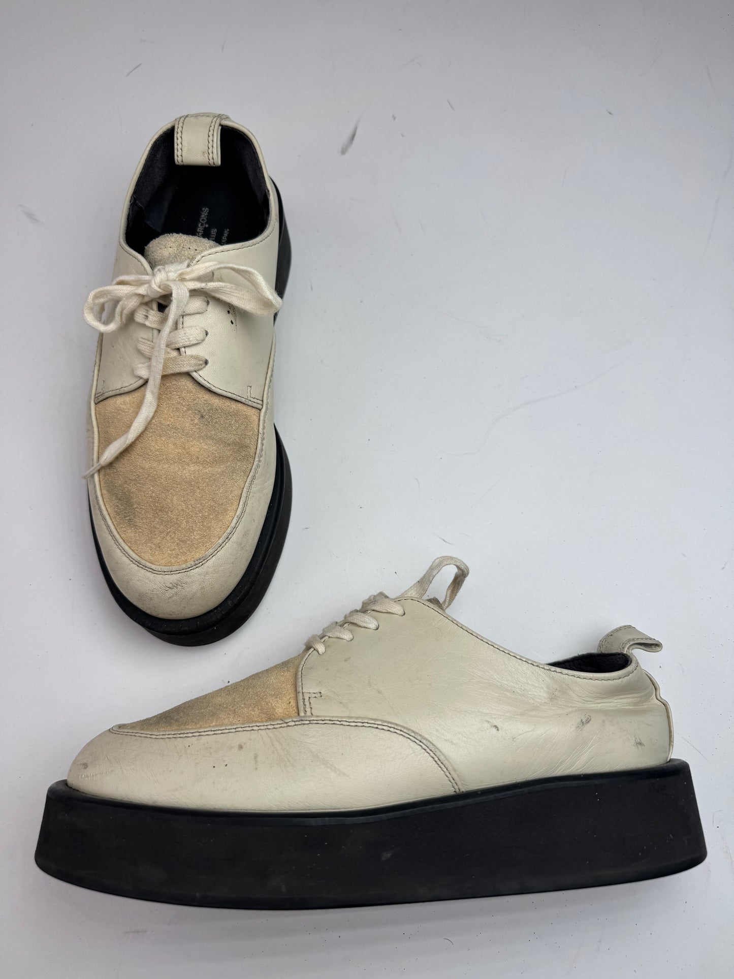 Vintage Comme Des Garçons Leather Suede Sneaker beige white black Men EU42