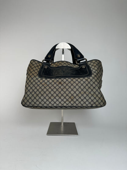 Vintage Celine Triomphe Monogram Boogie Handbag Grey Black