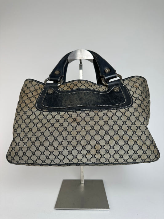 Vintage Celine Triomphe Monogram Boogie Handbag Grey Black
