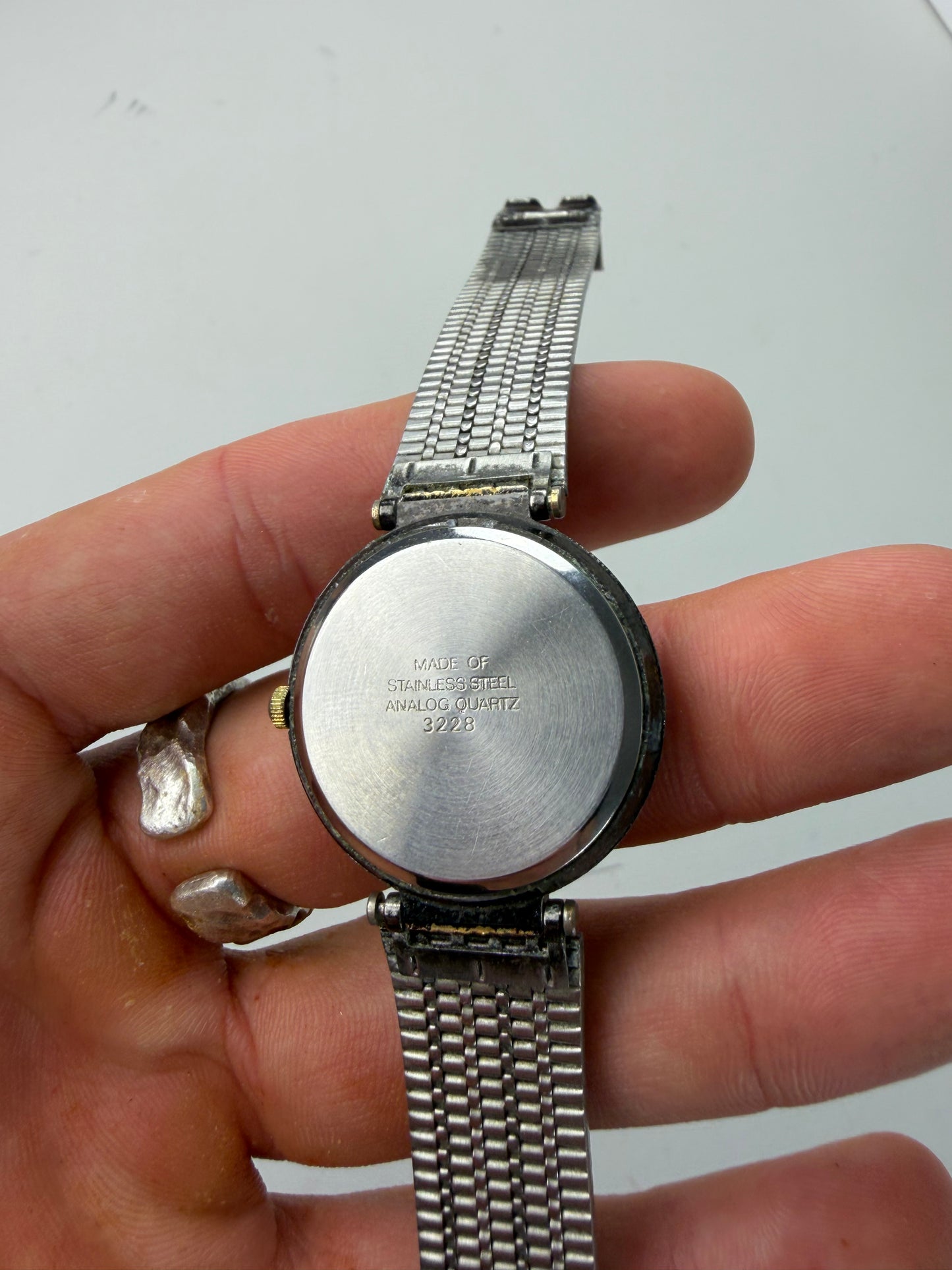 Vintage Dior Stainless Steel Mesh Bracelet Watch Black Gold