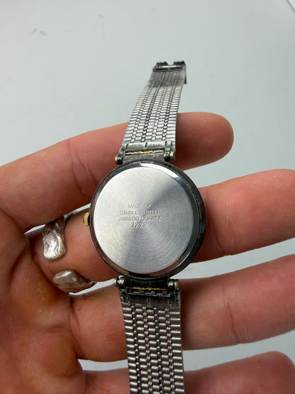 Vintage Dior Stainless Steel Mesh Bracelet Watch Black Gold