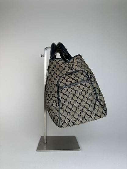 Vintage Celine Triomphe Monogram Boogie Handbag Grey Black