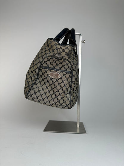 Vintage Celine Triomphe Monogram Boogie Handbag Grey Black