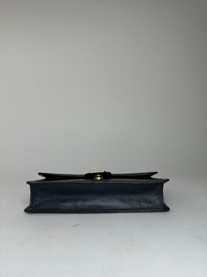 Vintage Celine Leather Wallet Black Monogram