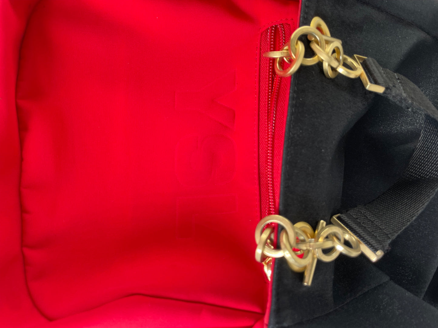 Vintage Yves Saint Laurent Chain Tote Black Red Gold