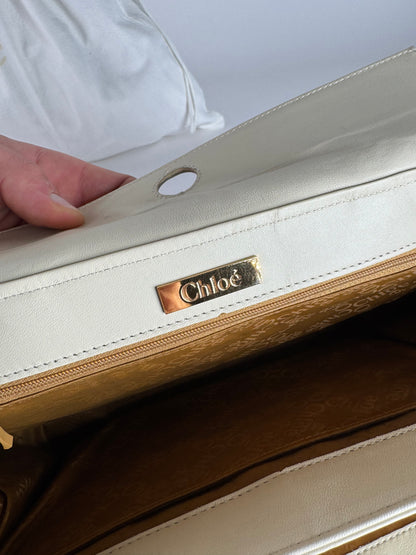 Vintage Chloe Leather Handbag Grey White