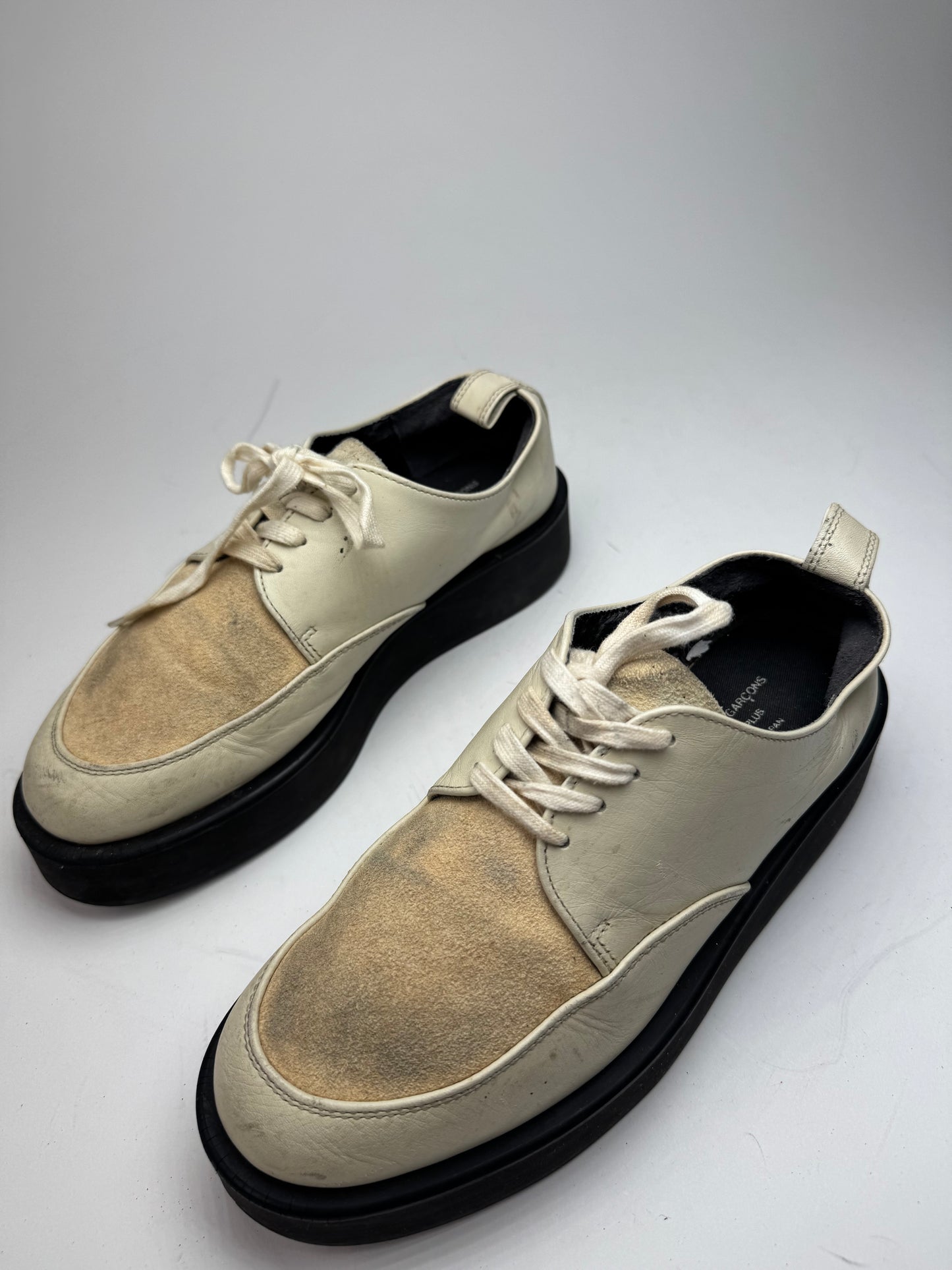 Vintage Comme Des Garçons Leather Suede Sneaker beige white black Men EU42