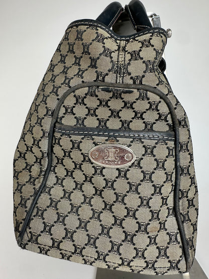 Vintage Celine Triomphe Monogram Boogie Handbag Grey Black