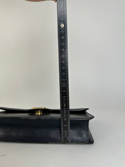 Vintage Celine Leather Wallet Black Monogram
