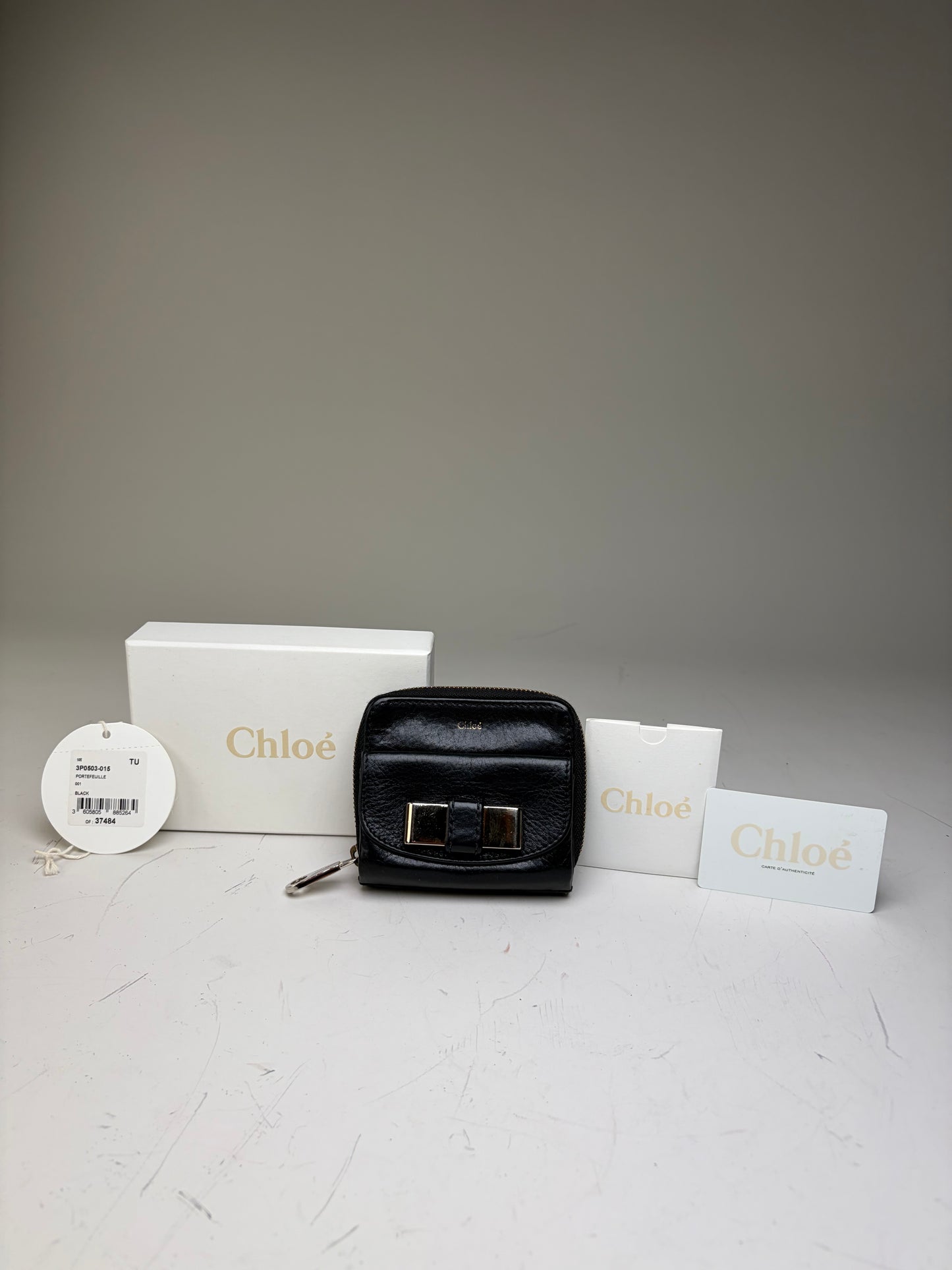 Vintage Chloe Leather Wallet Black Silver