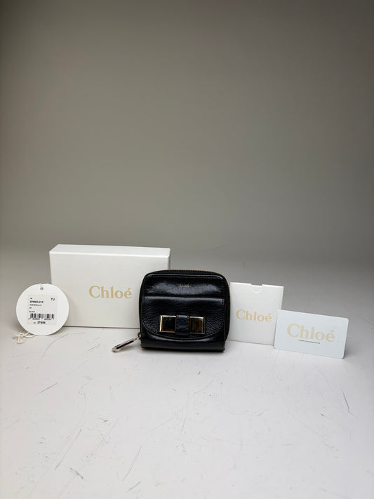 Vintage Chloe Leather Wallet Black Silver
