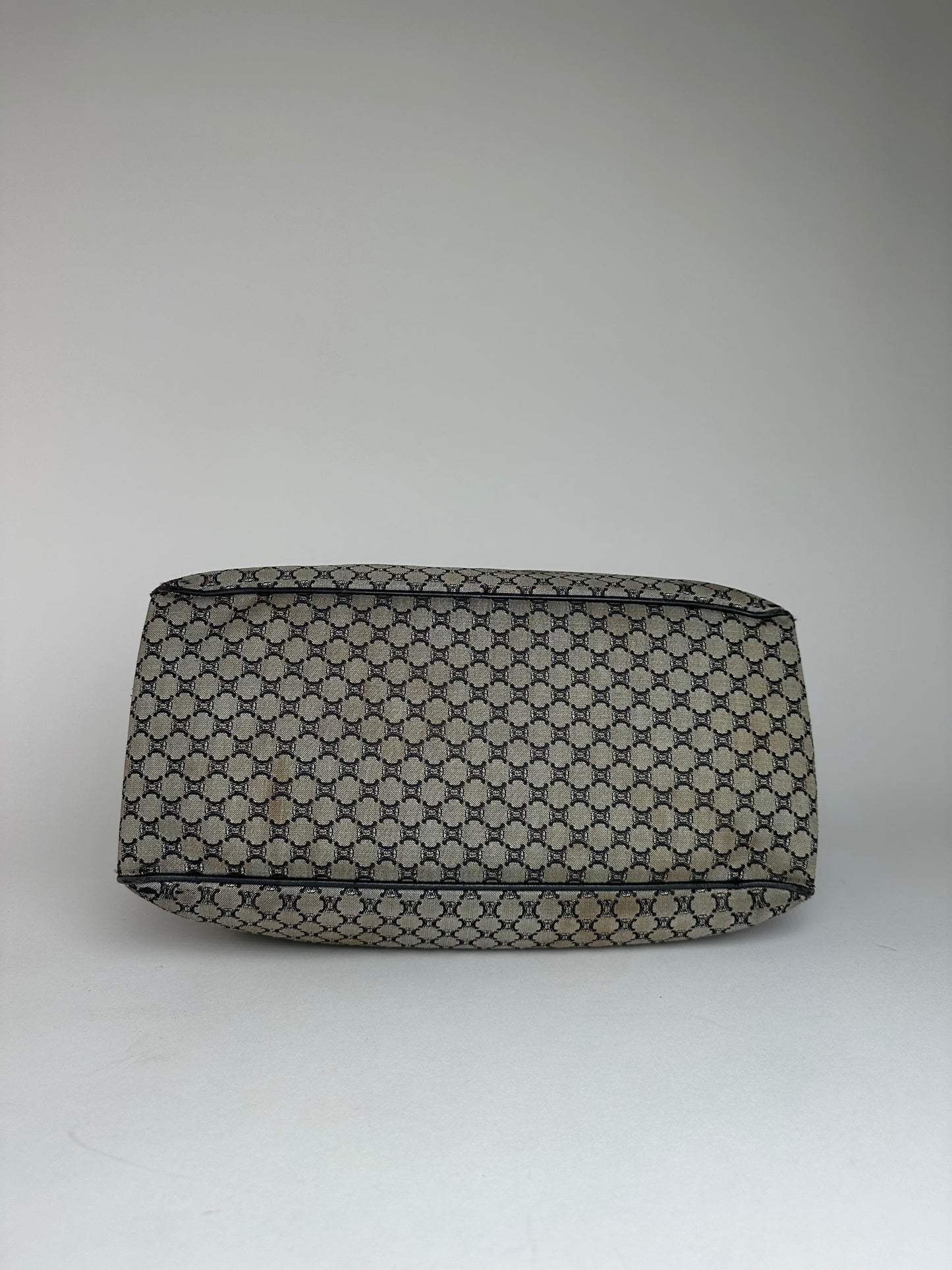 Vintage Celine Triomphe Monogram Boogie Handbag Grey Black
