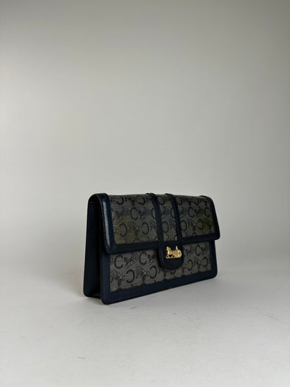 Vintage Celine Leather Wallet Black Monogram